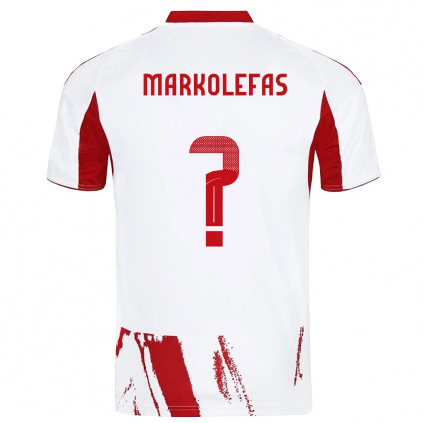 Danxen Kvinder Nikolaos Markolefas #0 Hvid Rød Udebane Spillertrøjer 2025/26 Trøje T-Shirt