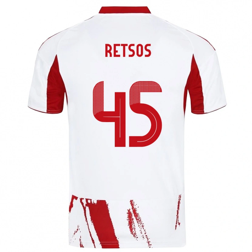 Danxen Kvinder Panagiotis Retsos #45 Hvid Rød Udebane Spillertrøjer 2025/26 Trøje T-Shirt