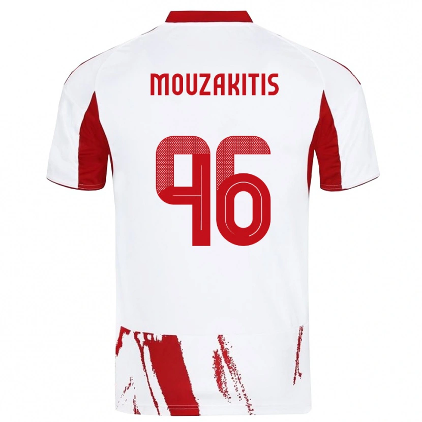 Danxen Kvinder Christos Mouzakitis #96 Hvid Rød Udebane Spillertrøjer 2025/26 Trøje T-Shirt