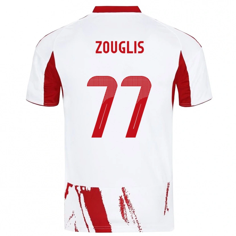 Danxen Kvinder Nikolaos Zouglis #77 Hvid Rød Udebane Spillertrøjer 2025/26 Trøje T-Shirt