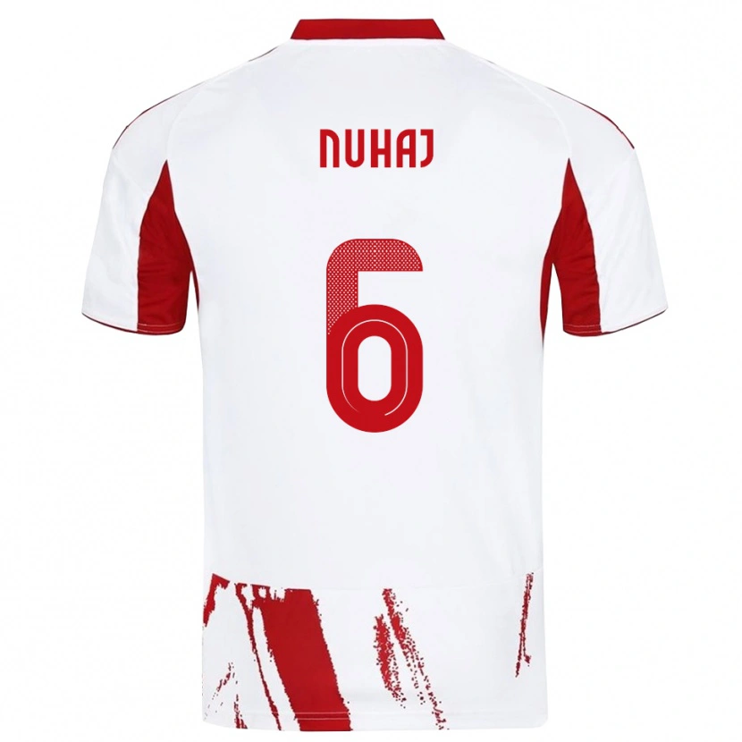 Danxen Kvinder Fabjano Nuhaj #6 Hvid Rød Udebane Spillertrøjer 2025/26 Trøje T-Shirt