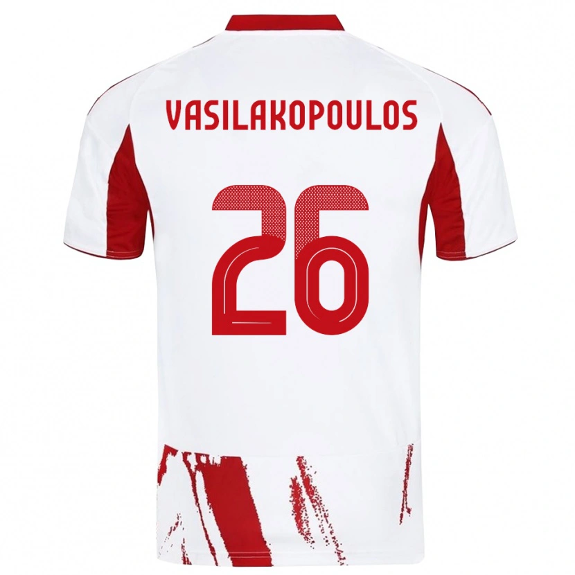 Danxen Kvinder Sarantos Vasilakopoulos #26 Hvid Rød Udebane Spillertrøjer 2025/26 Trøje T-Shirt