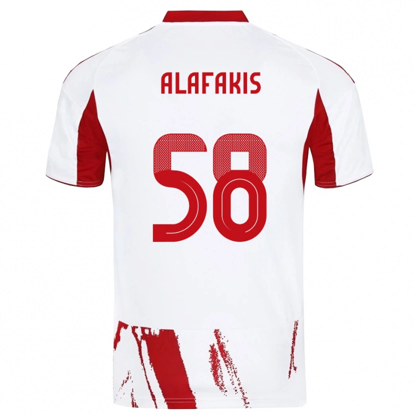 Danxen Kvinder Nektarios Alafakis #58 Hvid Rød Udebane Spillertrøjer 2025/26 Trøje T-Shirt