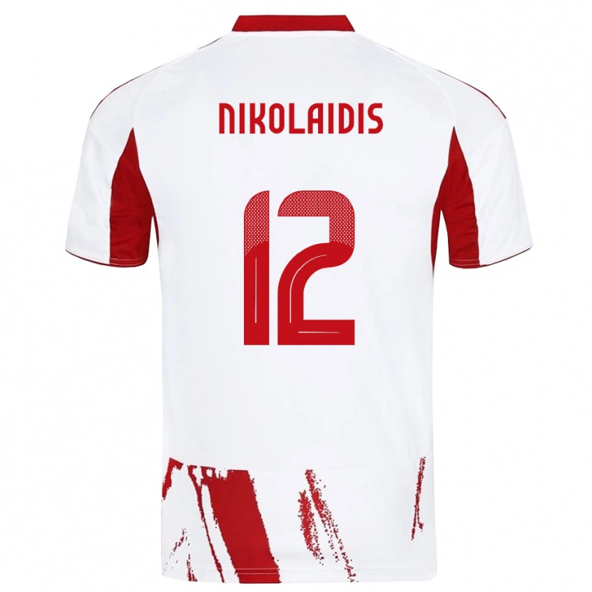 Danxen Kvinder Georgios Nikolaidis #12 Hvid Rød Udebane Spillertrøjer 2025/26 Trøje T-Shirt