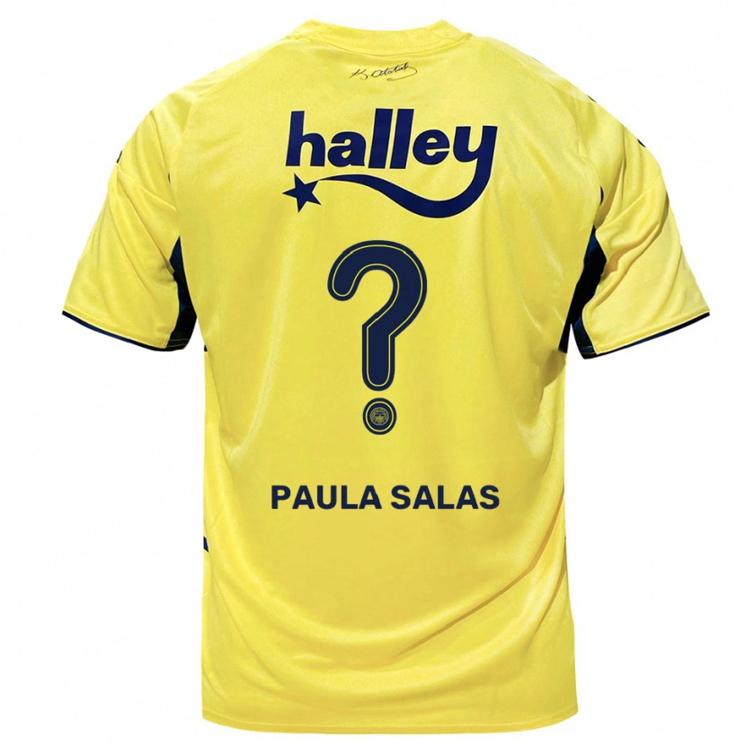 Danxen Kvinder María Paula Salas #0 Gul Mørkeblå Udebane Spillertrøjer 2025/26 Trøje T-Shirt