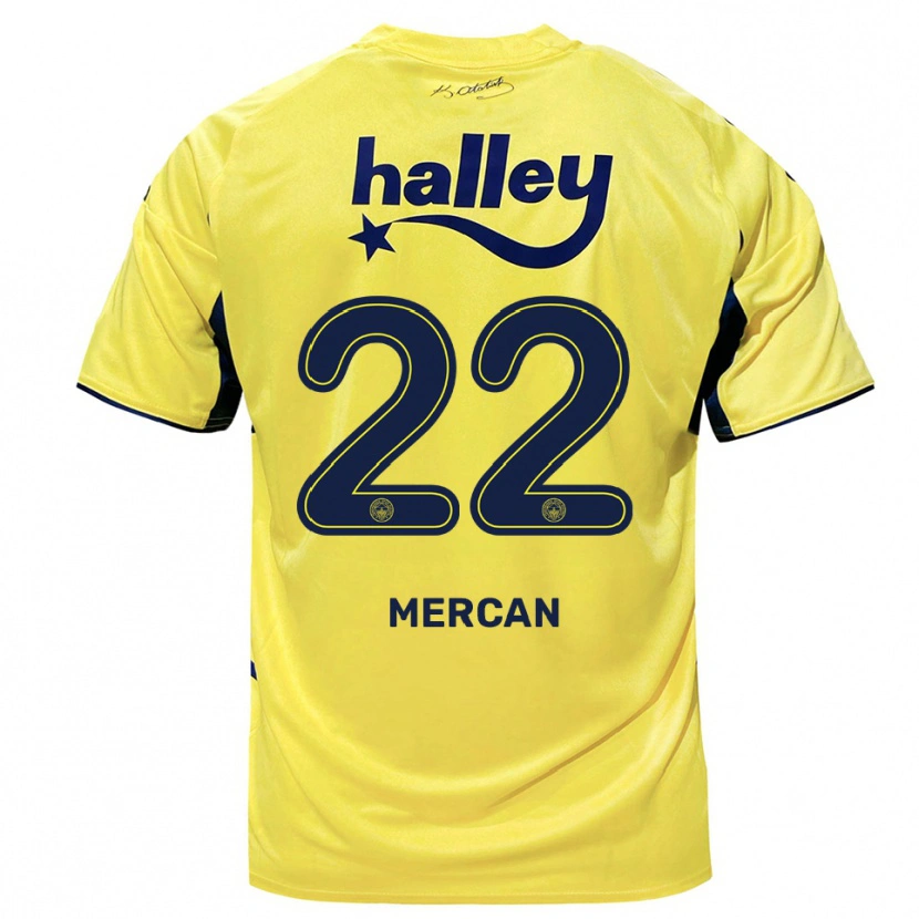 Danxen Kvinder Levent Mercan #22 Gul Mørkeblå Udebane Spillertrøjer 2025/26 Trøje T-Shirt