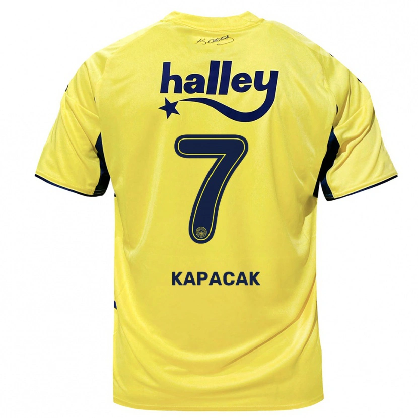 Danxen Kvinder Burak Kapacak #7 Gul Mørkeblå Udebane Spillertrøjer 2025/26 Trøje T-Shirt