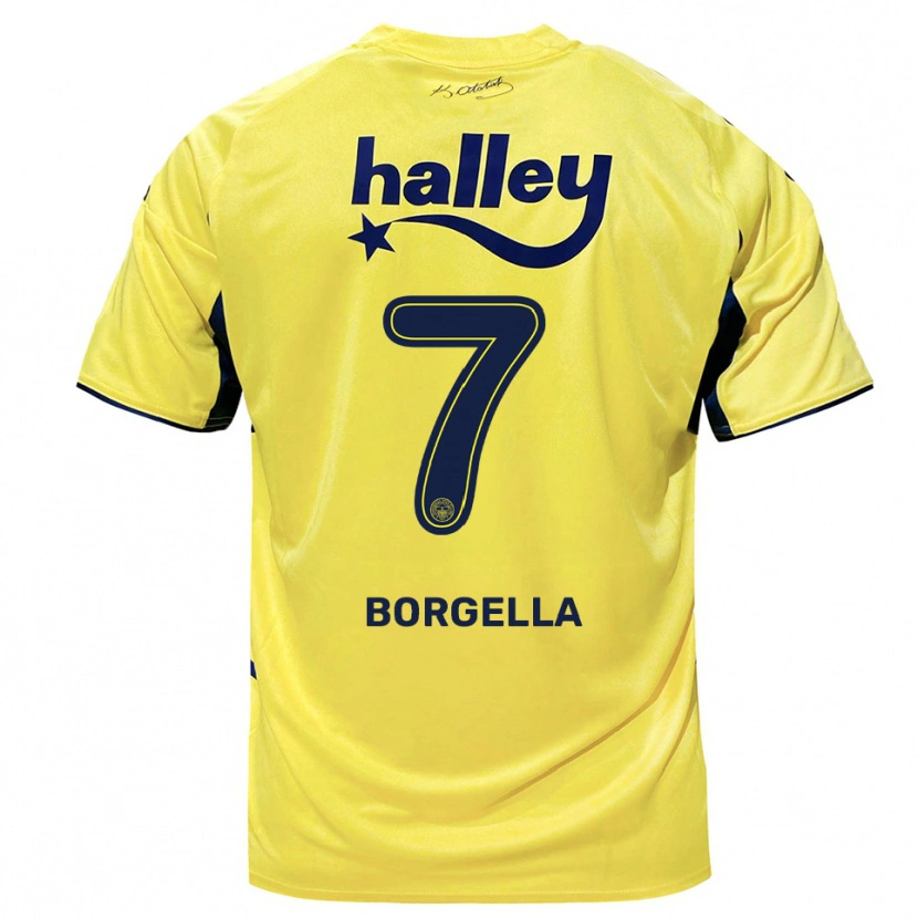 Danxen Kvinder Roselord Borgella #7 Gul Mørkeblå Udebane Spillertrøjer 2025/26 Trøje T-Shirt