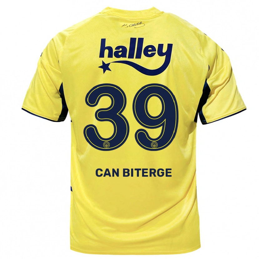 Danxen Kvinder Engin Can Biterge #39 Gul Mørkeblå Udebane Spillertrøjer 2025/26 Trøje T-Shirt