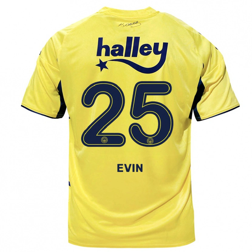 Danxen Kvinder Yiğit Evin #25 Gul Mørkeblå Udebane Spillertrøjer 2025/26 Trøje T-Shirt