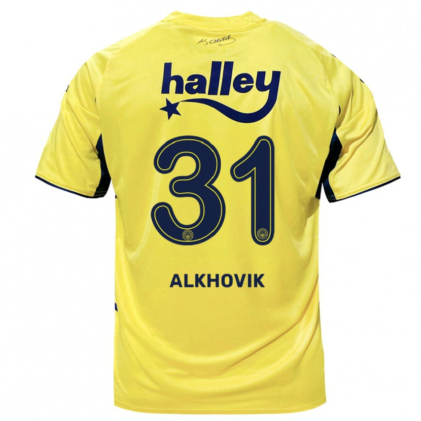 Danxen Kvinder Karyna Alkhovik #31 Gul Mørkeblå Udebane Spillertrøjer 2025/26 Trøje T-Shirt