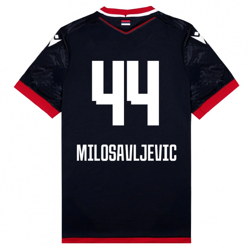 Danxen Kvinder Veljko Milosavljevic #44 Sort Rød Udebane Spillertrøjer 2025/26 Trøje T-Shirt