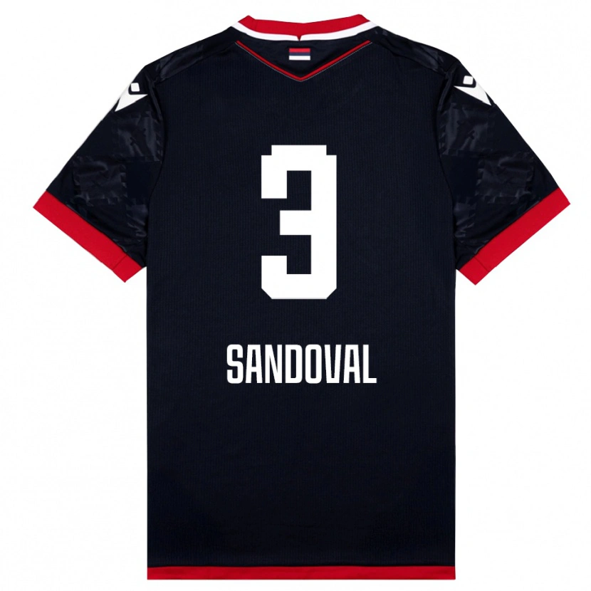 Danxen Kvinder Keimer Sandoval #3 Sort Rød Udebane Spillertrøjer 2025/26 Trøje T-Shirt