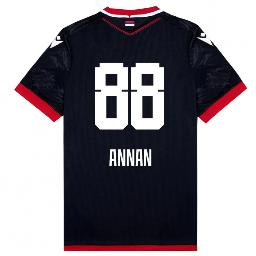Danxen Kvinder Ebenezer Annan #88 Sort Rød Udebane Spillertrøjer 2025/26 Trøje T-Shirt