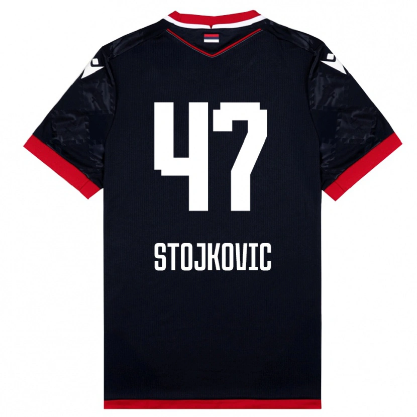 Danxen Kvinder Strahinja Stojkovic #47 Sort Rød Udebane Spillertrøjer 2025/26 Trøje T-Shirt