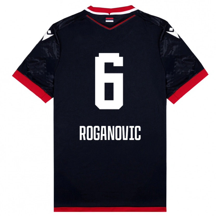 Danxen Kvinder Vuk Roganovic #6 Sort Rød Udebane Spillertrøjer 2025/26 Trøje T-Shirt