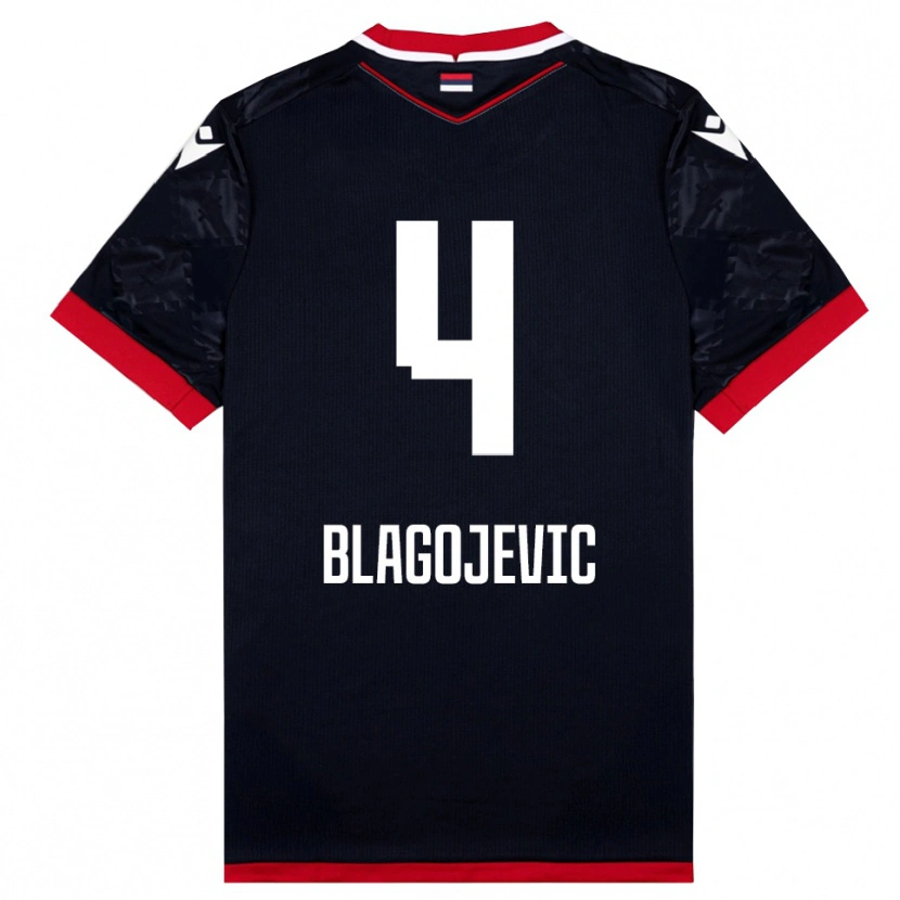 Danxen Kvinder Niksa Blagojevic #4 Sort Rød Udebane Spillertrøjer 2025/26 Trøje T-Shirt