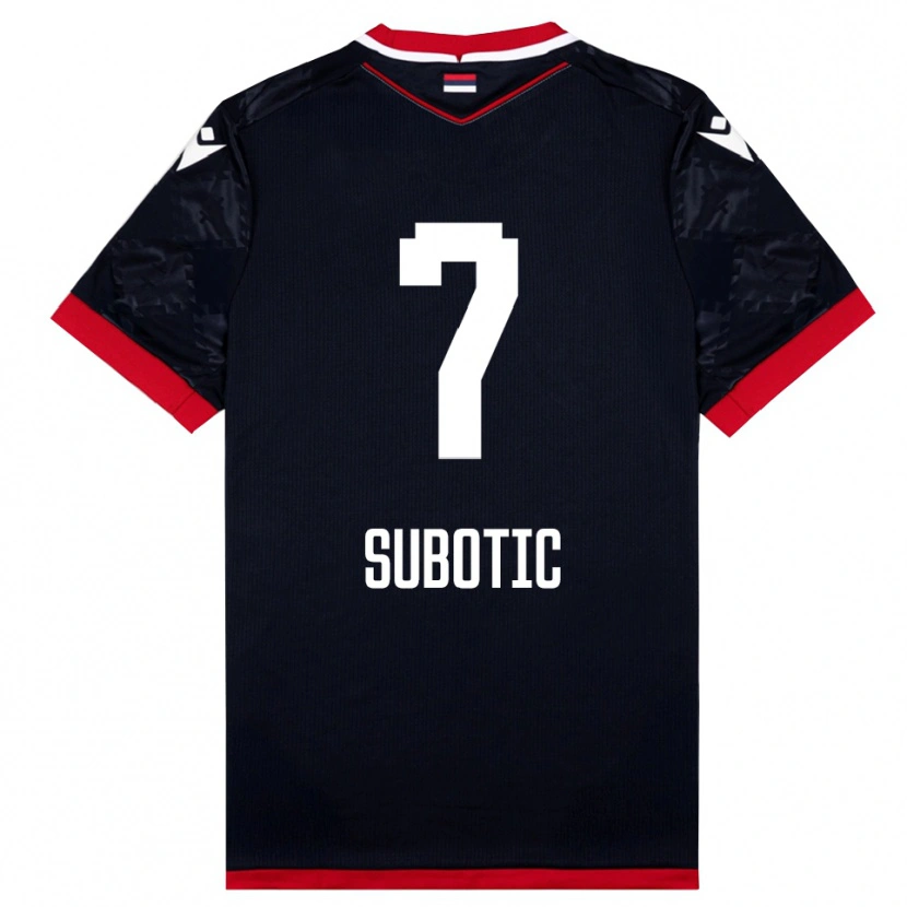 Danxen Kvinder Vasilije Subotic #7 Sort Rød Udebane Spillertrøjer 2025/26 Trøje T-Shirt
