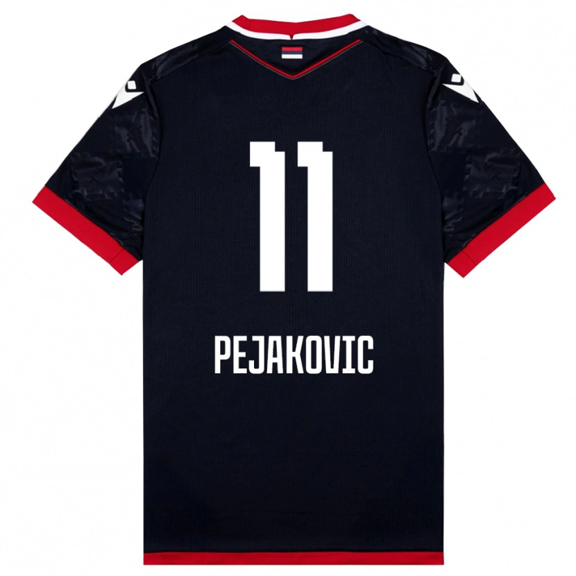 Danxen Kvinder Andrija Pejakovic #11 Sort Rød Udebane Spillertrøjer 2025/26 Trøje T-Shirt