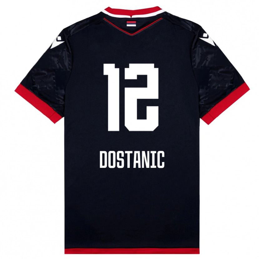 Danxen Kvinder Filip Dostanic #12 Sort Rød Udebane Spillertrøjer 2025/26 Trøje T-Shirt