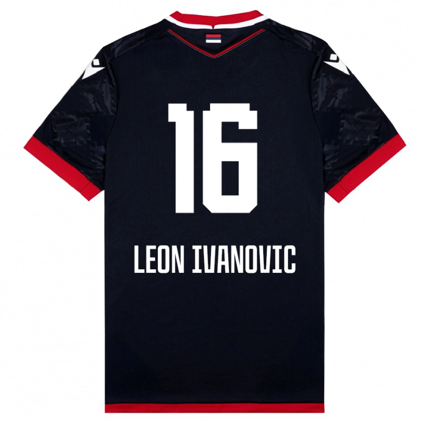 Danxen Kvinder Leon Ivanovic #16 Sort Rød Udebane Spillertrøjer 2025/26 Trøje T-Shirt