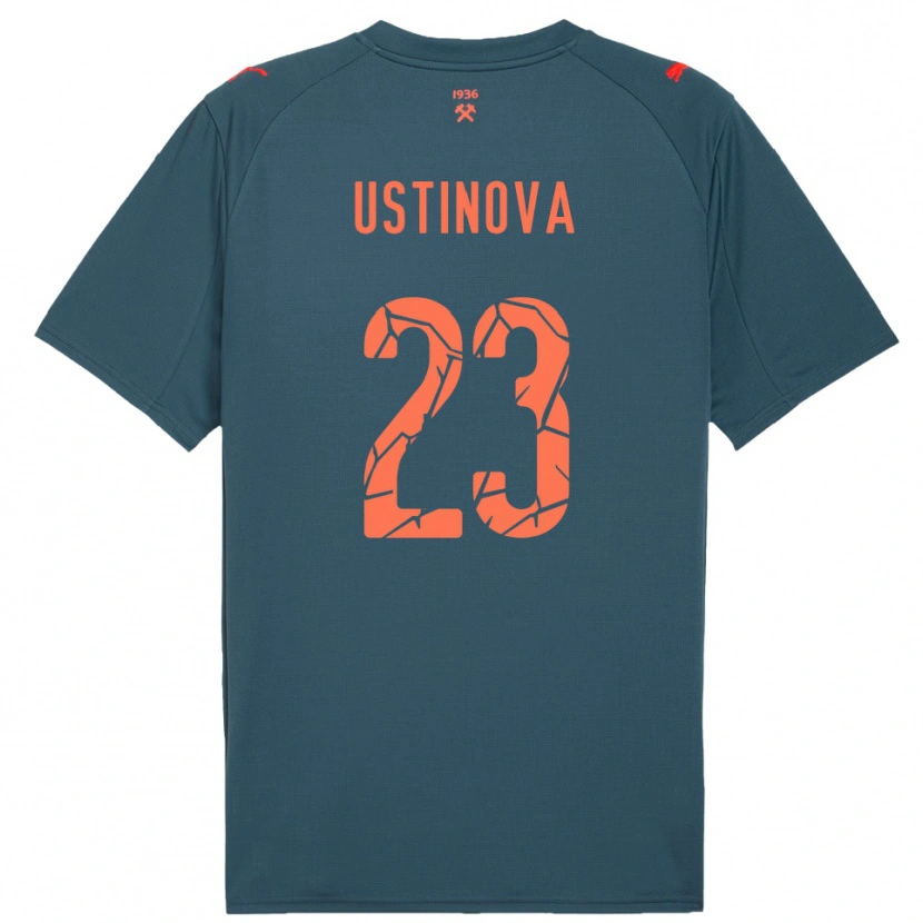 Danxen Kvinder Liudmyla Ustinova #23 Mørkeblå Rød Udebane Spillertrøjer 2025/26 Trøje T-Shirt