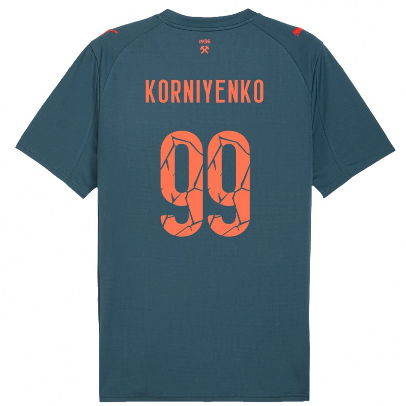 Danxen Kvinder Viktor Korniyenko #99 Mørkeblå Rød Udebane Spillertrøjer 2025/26 Trøje T-Shirt