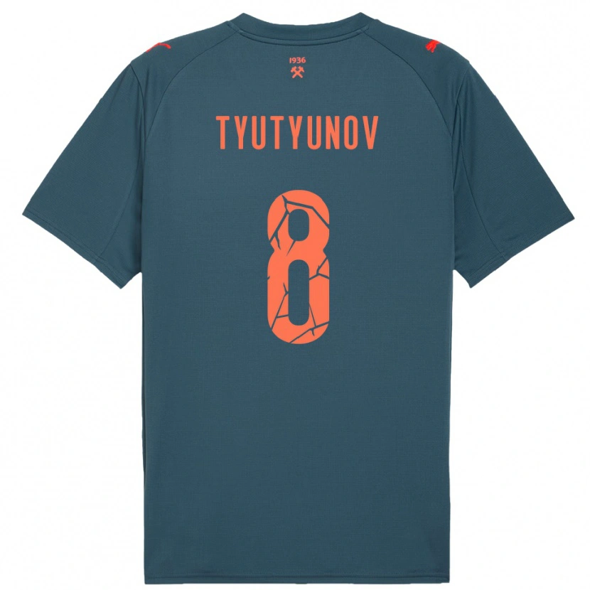 Danxen Kvinder Vladyslav Tyutyunov #8 Mørkeblå Rød Udebane Spillertrøjer 2025/26 Trøje T-Shirt