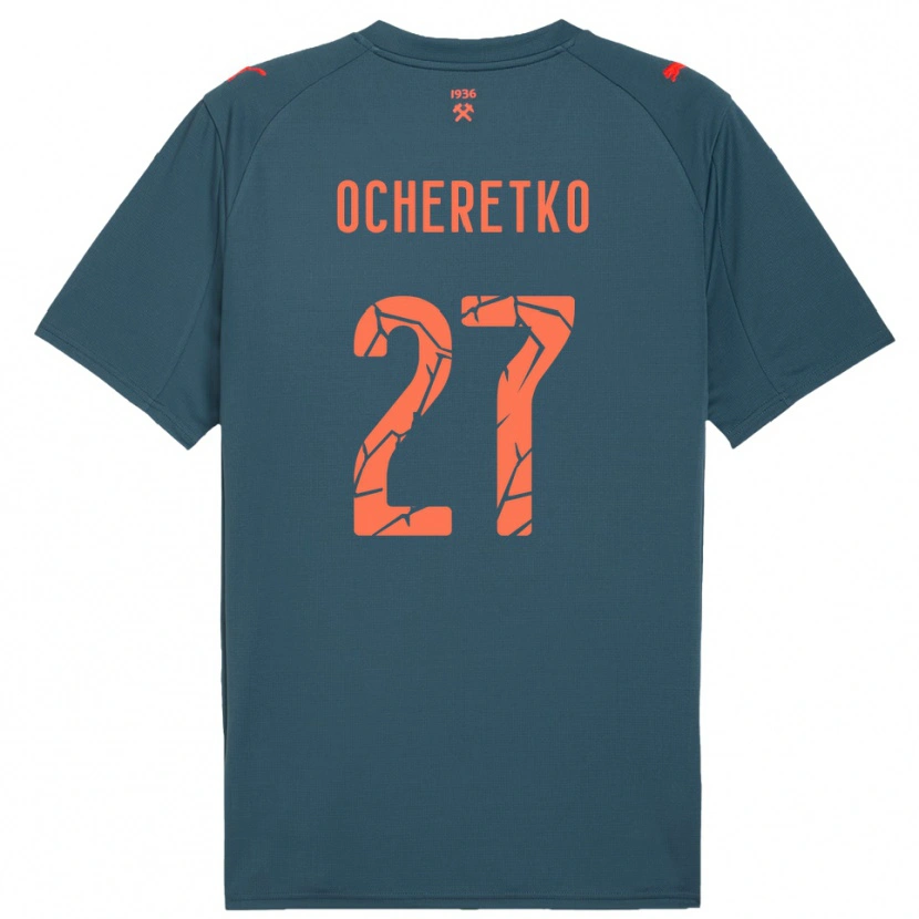 Danxen Kvinder Oleg Ocheretko #27 Mørkeblå Rød Udebane Spillertrøjer 2025/26 Trøje T-Shirt