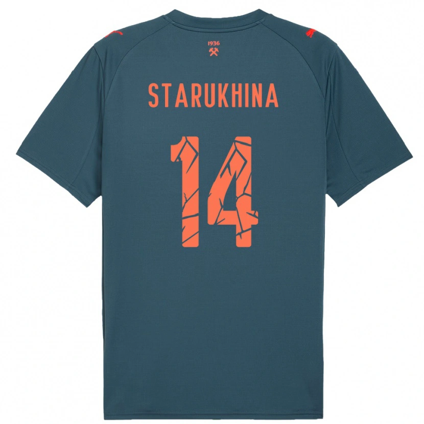 Danxen Kvinder Alina Starukhina #14 Mørkeblå Rød Udebane Spillertrøjer 2025/26 Trøje T-Shirt