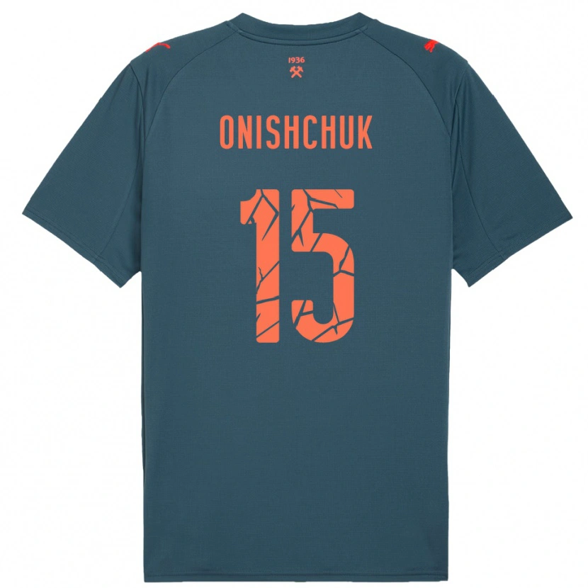 Danxen Kvinder Yegor Onishchuk #15 Mørkeblå Rød Udebane Spillertrøjer 2025/26 Trøje T-Shirt