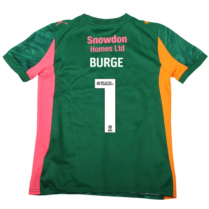 Danxen Børn Lee Burge #1 Mørkegrøn Pink Målmandstrøje 2025/26 Trøje T-shirt