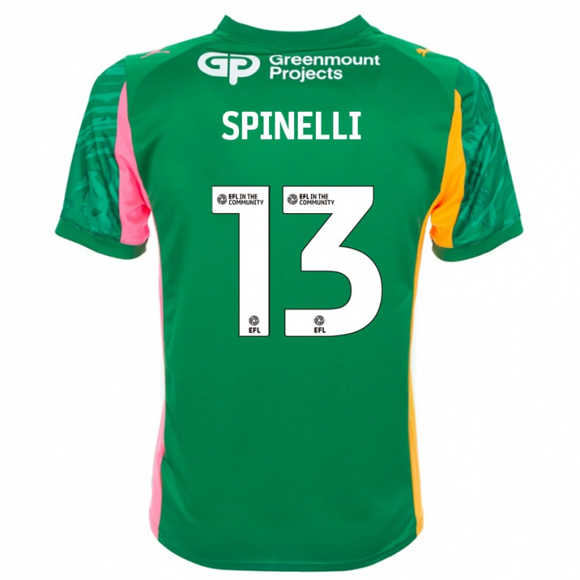 Danxen Børn Matteo Spinelli #13 Grøn Pink Appelsin Målmandstrøje 2025/26 Trøje T-shirt