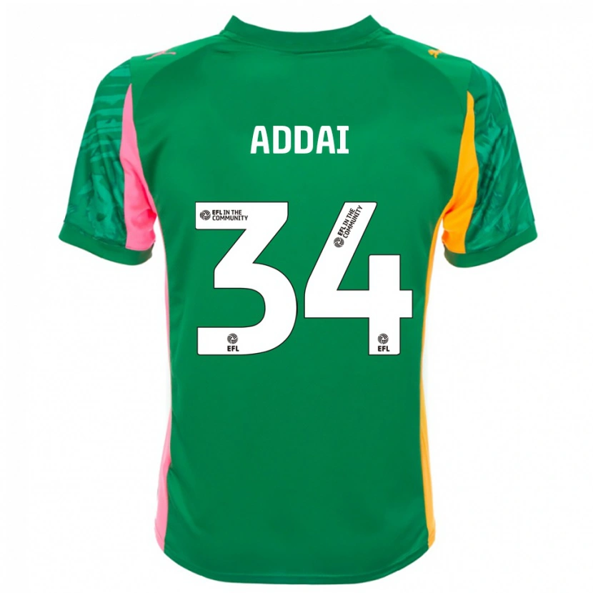 Danxen Børn Corey Addai #34 Grøn Pink Hvid Målmandstrøje 2025/26 Trøje T-shirt