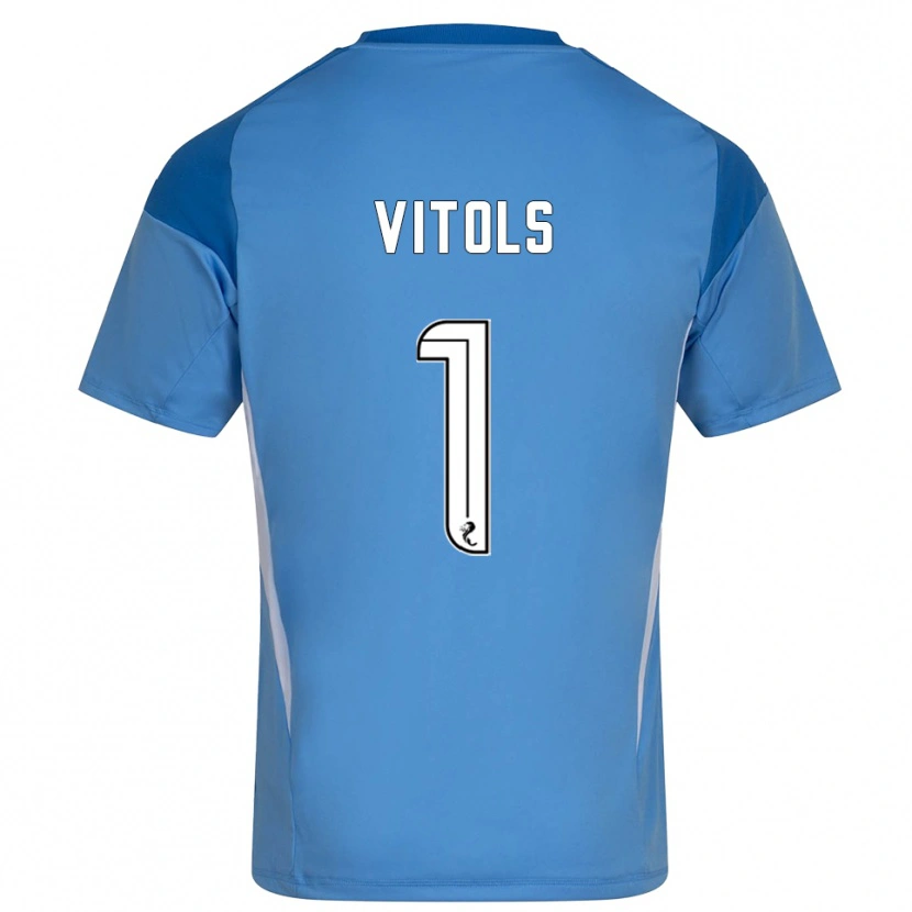 Danxen Børn Rodrigo Vitols #1 Blå Hvid Målmandstrøje 2025/26 Trøje T-shirt