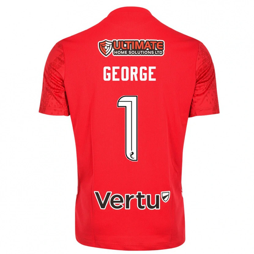 Danxen Børn Shamal George #1 Rød Hvid Målmandstrøje 2025/26 Trøje T-shirt