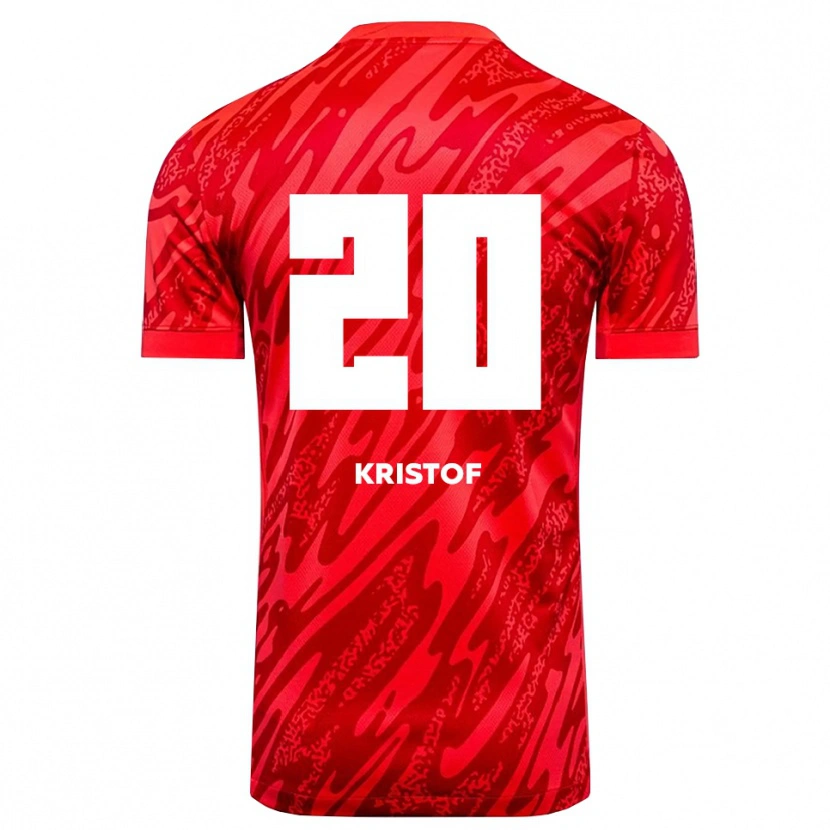 Danxen Børn Nicolas Kristof #20 Rød Hvid Målmandstrøje 2025/26 Trøje T-shirt