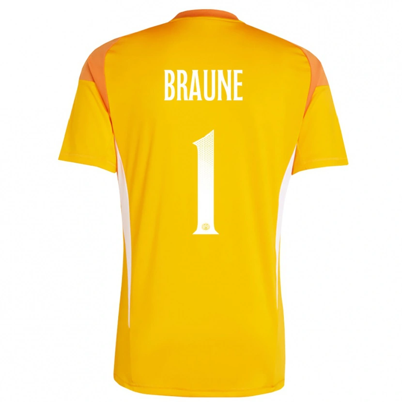 Danxen Børn Maximilian Braune #1 Orange Hvid Målmandstrøje 2025/26 Trøje T-shirt