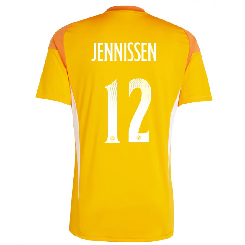 Danxen Børn Laurenz Jennissen #12 Orange Hvid Målmandstrøje 2025/26 Trøje T-shirt