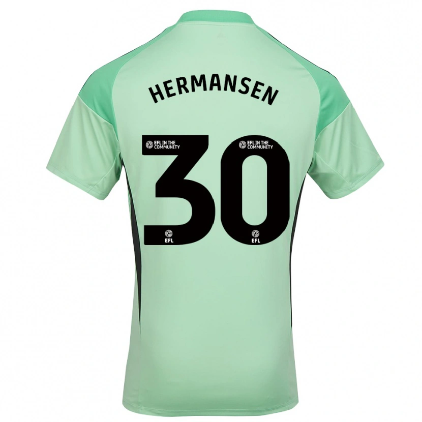 Danxen Børn Mads Hermansen #30 Lys Grøn Sort Målmandstrøje 2025/26 Trøje T-shirt