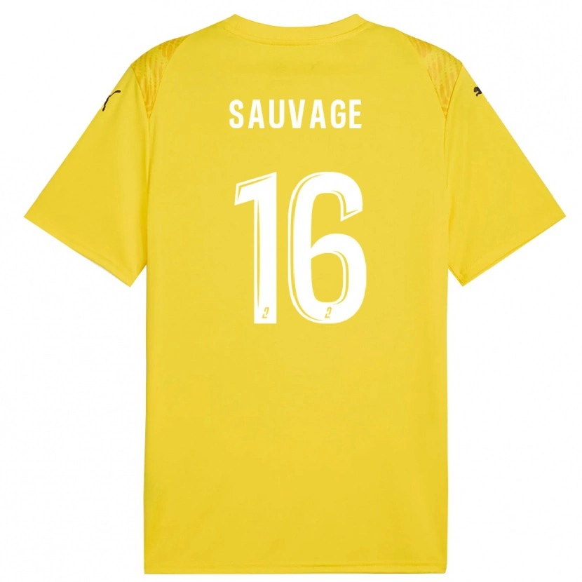 Danxen Børn Alexis Sauvage #16 Gul Hvid Målmandstrøje 2025/26 Trøje T-shirt