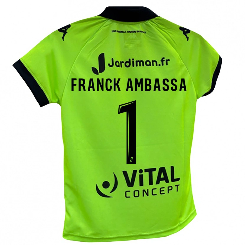 Danxen Børn Gaspard Franck Ambassa #1 Neon Grøn Målmandstrøje 2025/26 Trøje T-shirt