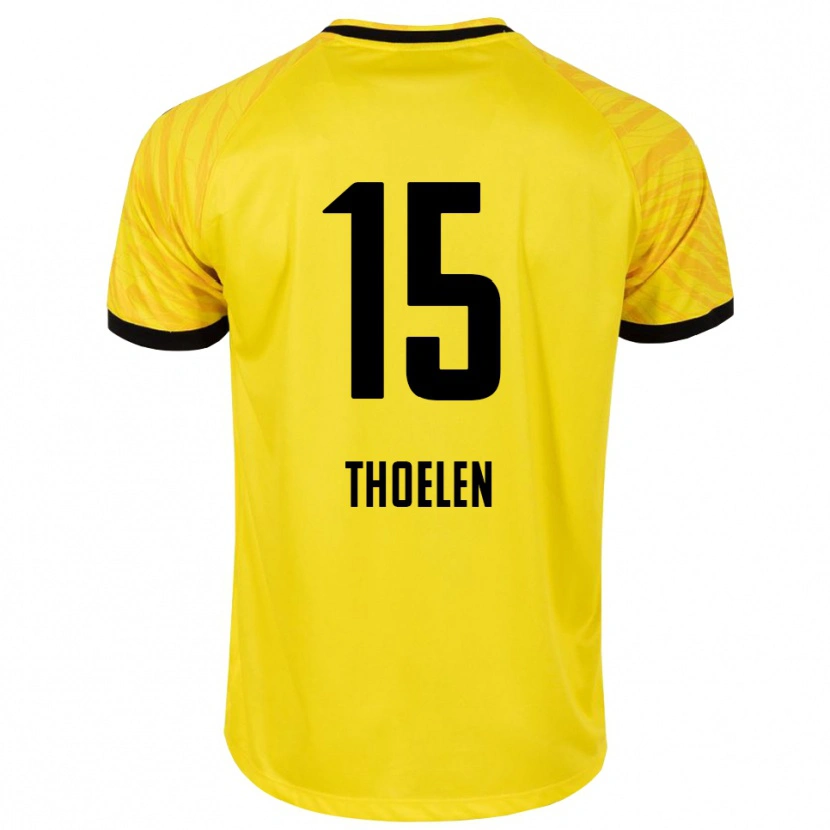 Danxen Børn Yannick Thoelen #15 Gul Sort Målmandstrøje 2025/26 Trøje T-shirt