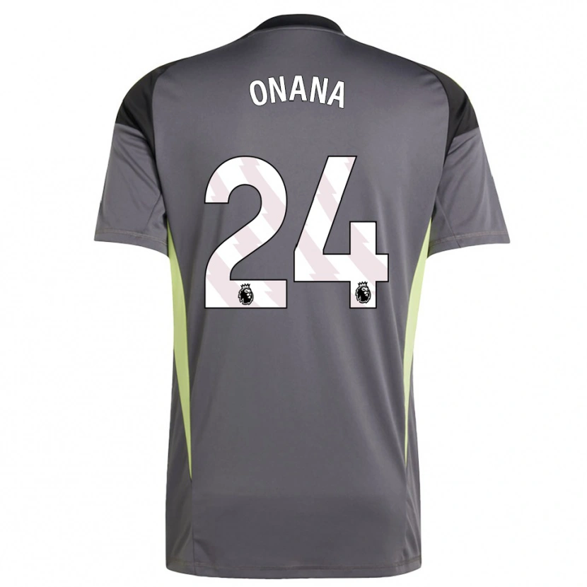 Danxen Børn André Onana #24 Mørkegrå Hvid Målmandstrøje 2025/26 Trøje T-shirt