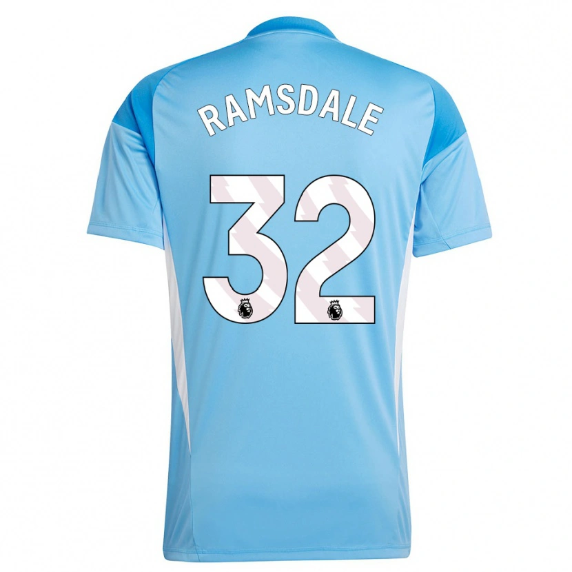 Danxen Børn Aaron Ramsdale #32 Blå Hvid Målmandstrøje 2025/26 Trøje T-shirt