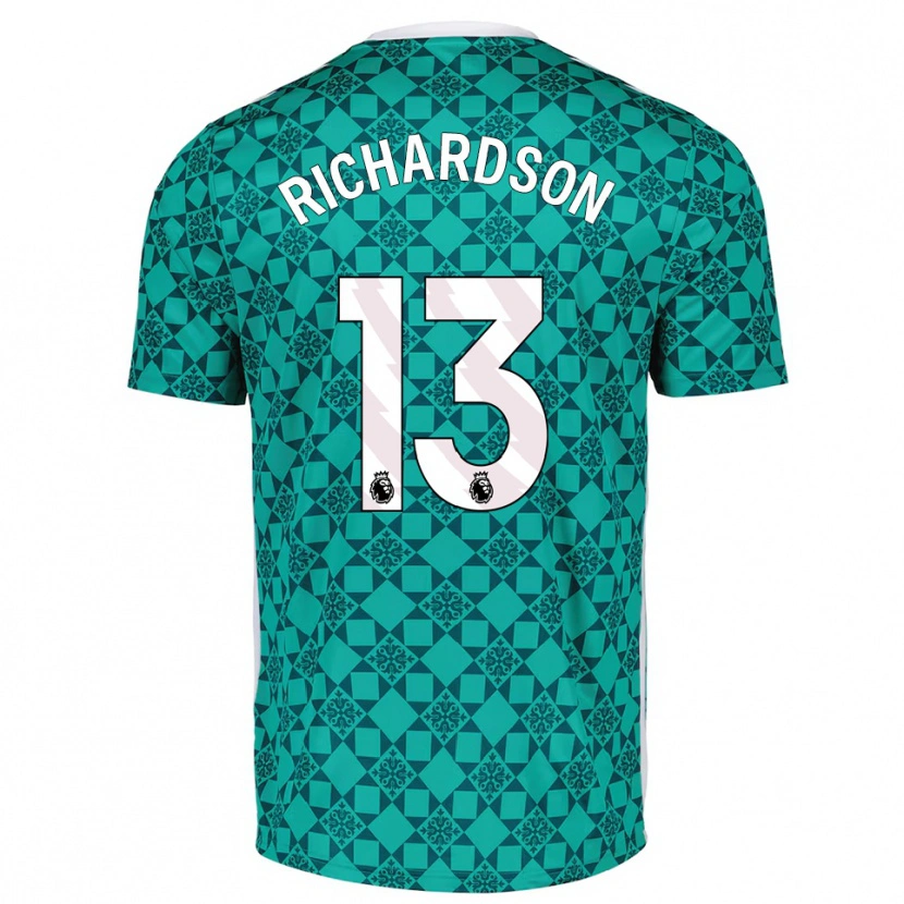 Danxen Børn Adam Richardson #13 Grøn Hvid Målmandstrøje 2025/26 Trøje T-shirt