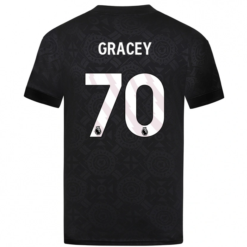 Danxen Børn Josh Gracey #70 Sort Hvid Målmandstrøje 2025/26 Trøje T-shirt