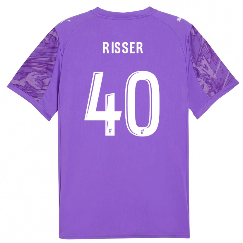 Danxen Børn Robin Risser #40 Lilla Hvid Målmandstrøje 2025/26 Trøje T-shirt
