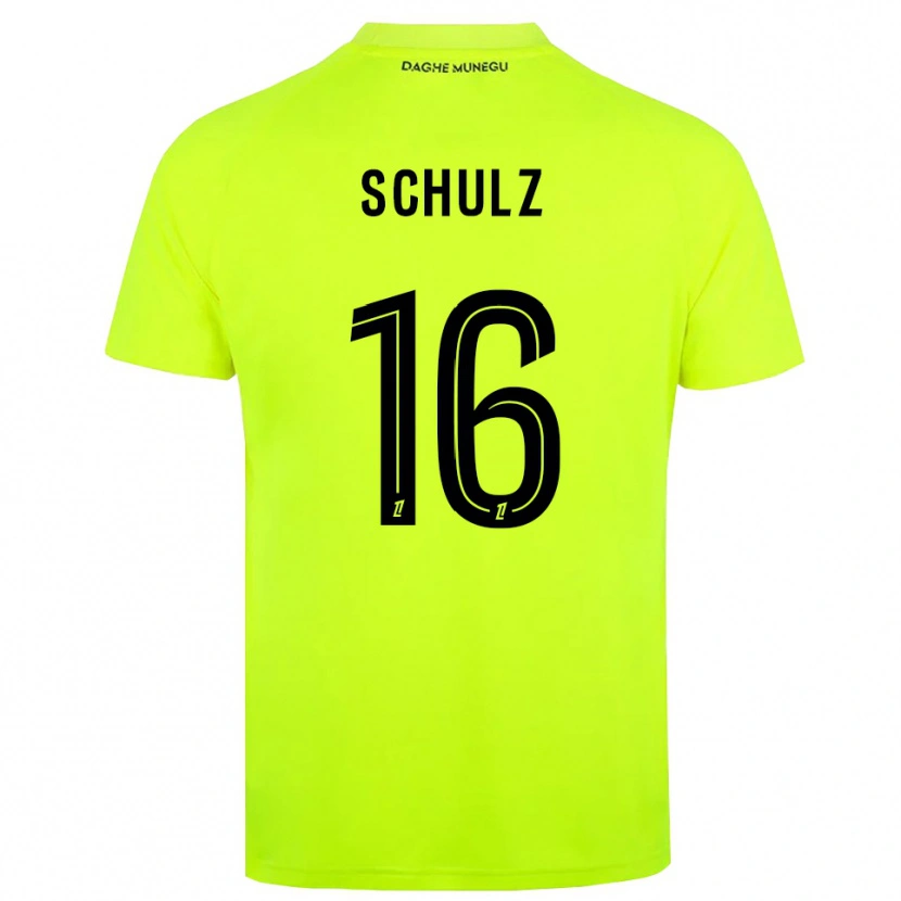 Danxen Børn Ethan Schulz #16 Fluorescerende Grøn Sort Målmandstrøje 2025/26 Trøje T-shirt