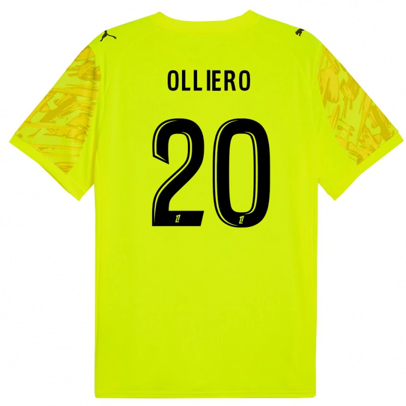 Danxen Børn Alexandre Olliero #20 Fluorescerende Grøn Gul Målmandstrøje 2025/26 Trøje T-shirt